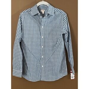 Cat & Jack Boys Teal Navy Button Down Collared Shirt Long Sleeve Large (12/14)